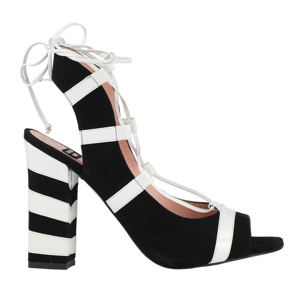 NWT Boutique Moschino Leather Shoes Heels Black and White Sz 6